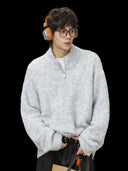 WOOL KNITTED HALF-ZIP