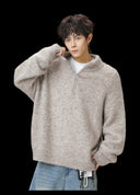 WOOL KNITTED HALF-ZIP