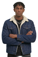 Sherpa Denim Jacket, dark blue, front
