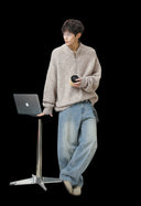 WOOL KNITTED HALF-ZIP