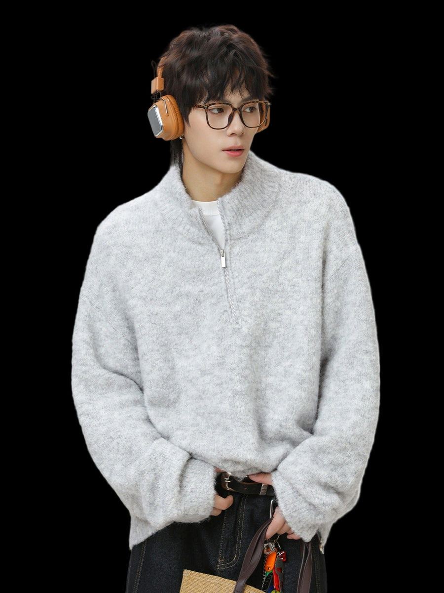 WOOL KNITTED HALF-ZIP