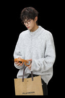 WOOL KNITTED HALF-ZIP