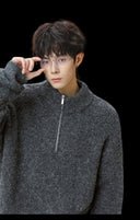 WOOL KNITTED HALF-ZIP