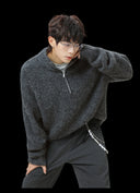 WOOL KNITTED HALF-ZIP