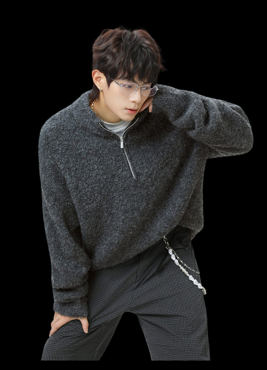 WOOL KNITTED HALF-ZIP