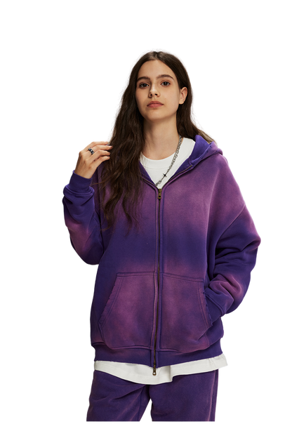 Dust Treatment Zip-Up Hoodie