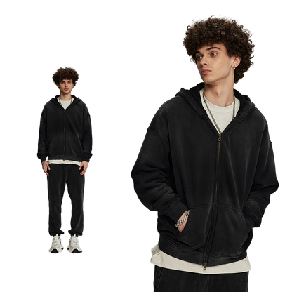 Dust Treatment Zip-Up Hoodie