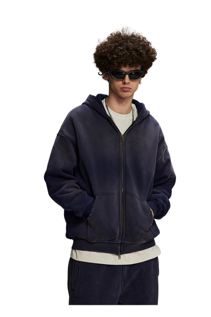 Dust Treatment Zip-Up Hoodie