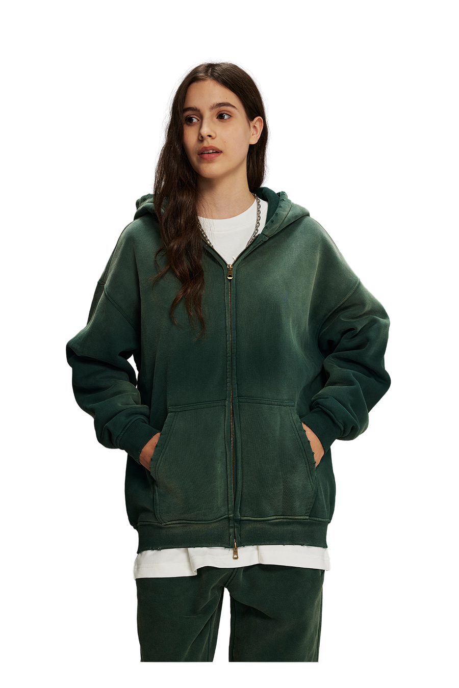 Dust Treatment Zip-Up Hoodie