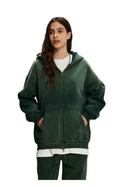 Dust Treatment Zip-Up Hoodie