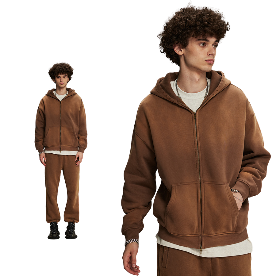 Dust Treatment Zip-Up Hoodie