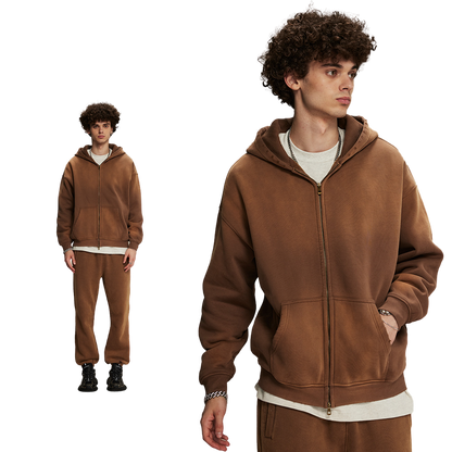 Dust Treatment Zip-Up Hoodie