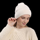 Fleece-Lined Beanie Cream, worn