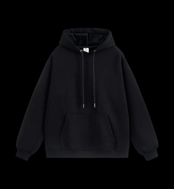 Heavyweight plush hoodie in black
