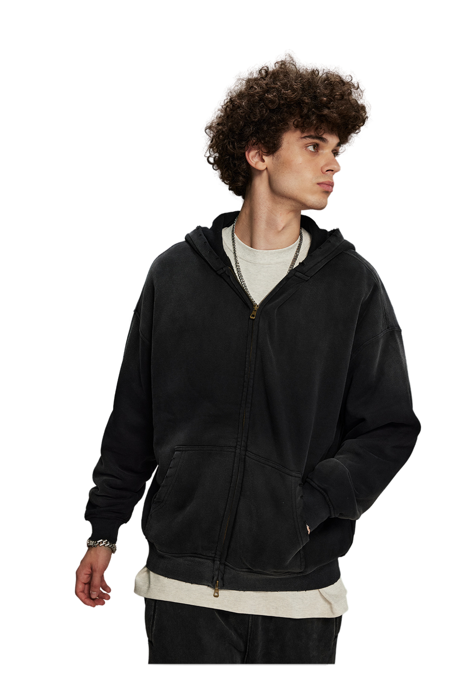 Dust Treatment Zip-Up Hoodie