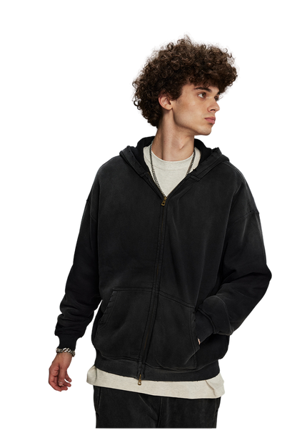 Dust Treatment Zip-Up Hoodie