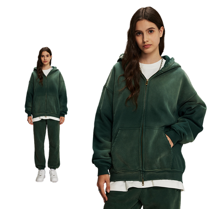 Dust Treatment Zip-Up Hoodie