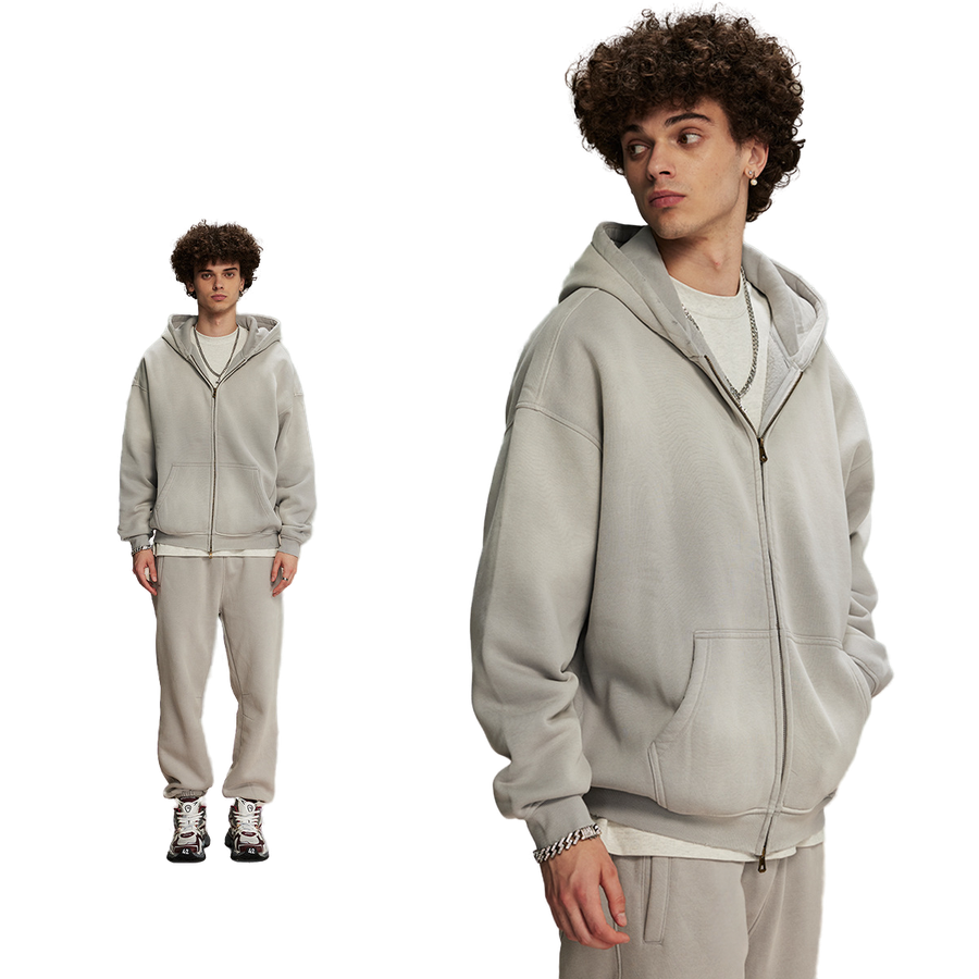 Dust Treatment Zip-Up Hoodie