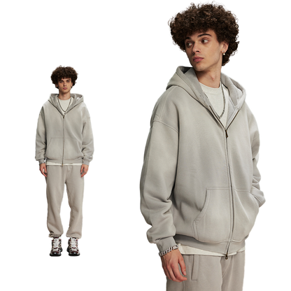 Dust Treatment Zip-Up Hoodie