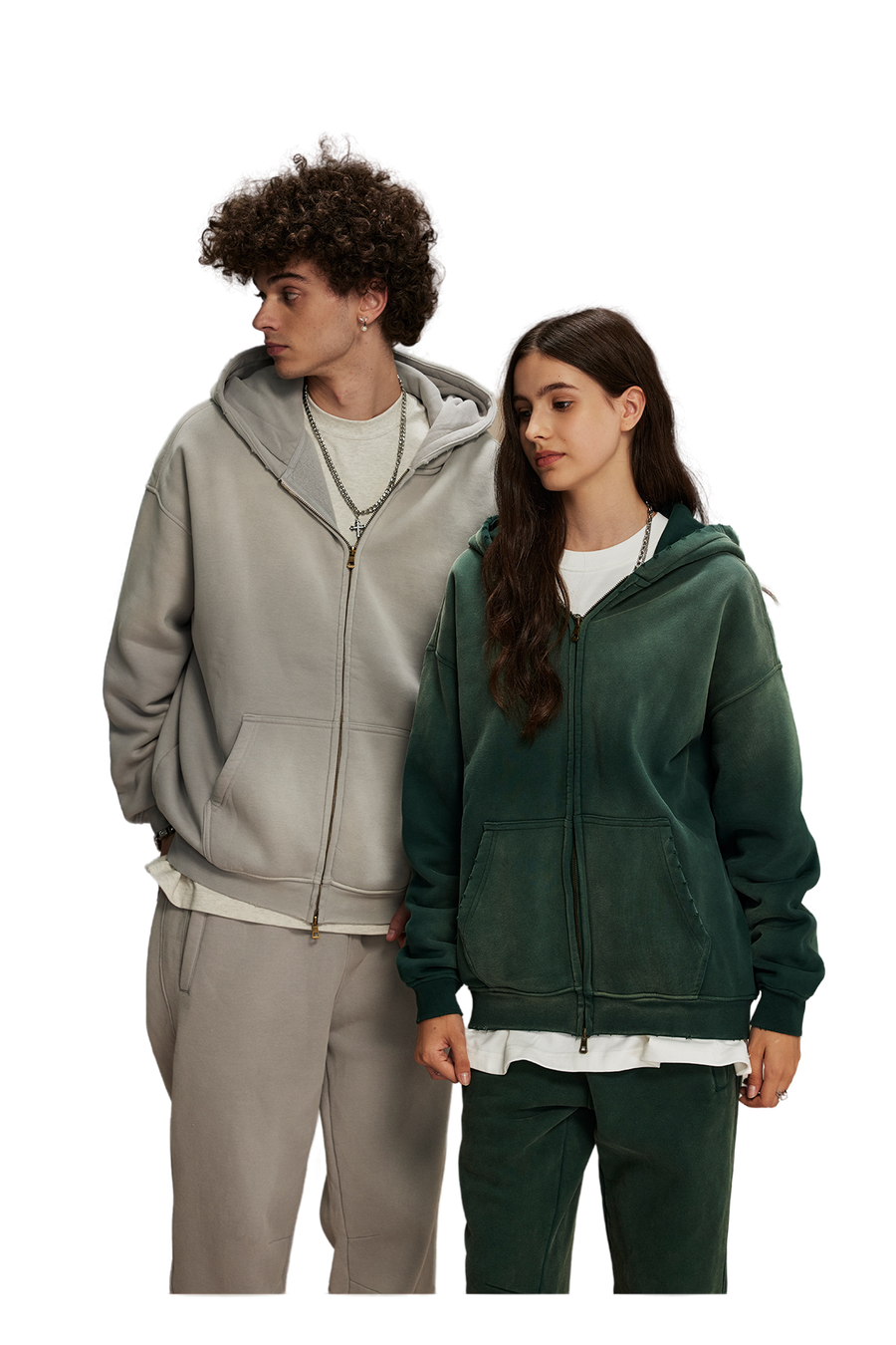 Dust Treatment Zip-Up Hoodie