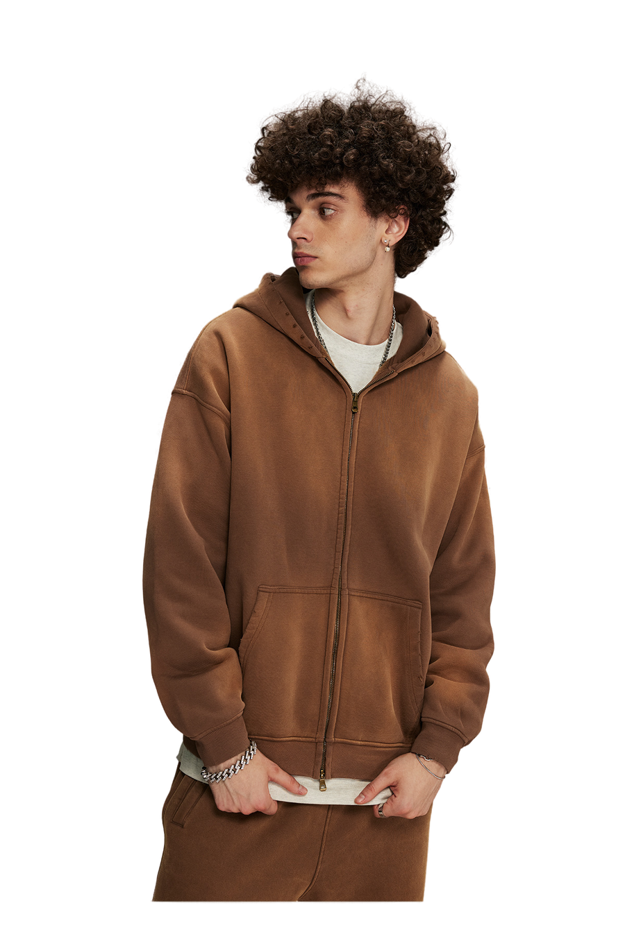 Dust Treatment Zip-Up Hoodie