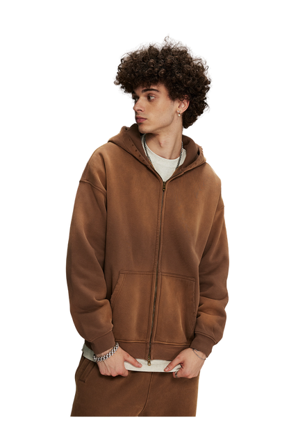 Dust Treatment Zip-Up Hoodie