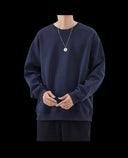 Fleece-Lined Crewneck Navy, front