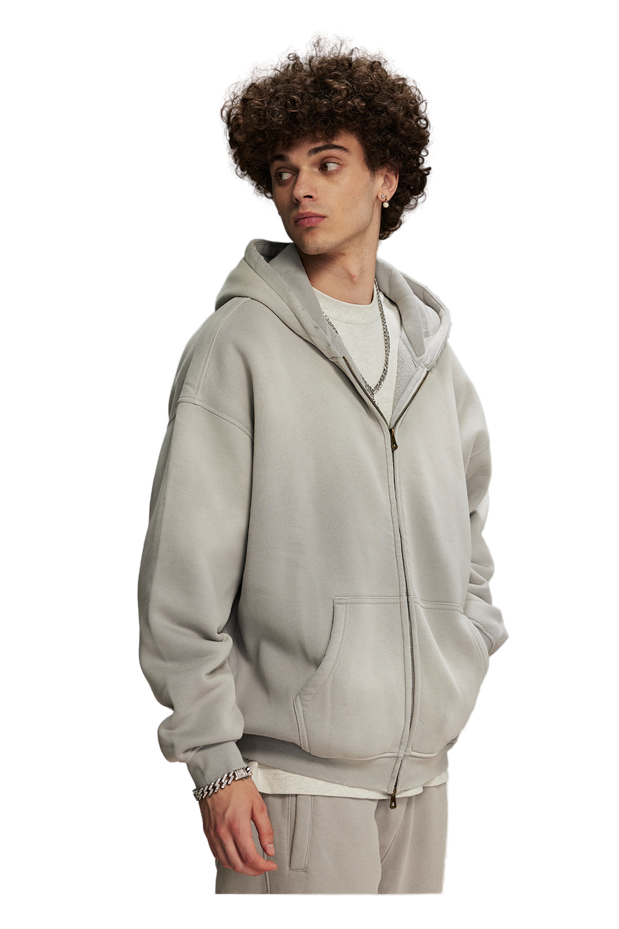 Dust Treatment Zip-Up Hoodie