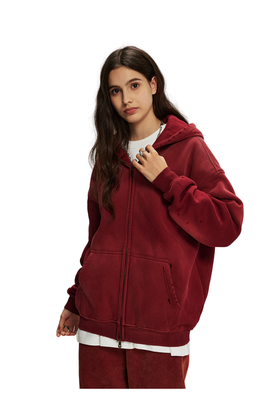 Dust Treatment Zip-Up Hoodie