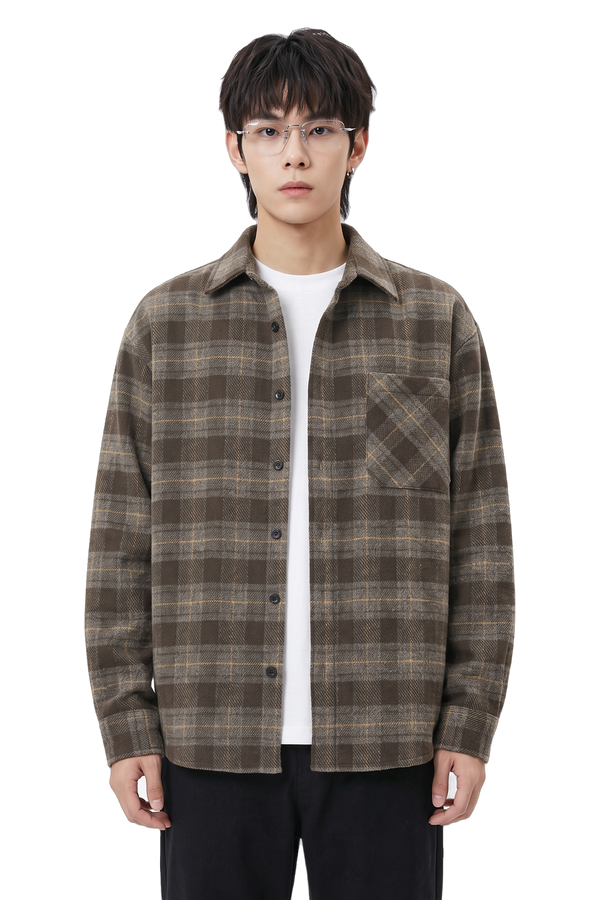 BRUSHED FLANNEL SHIRT Brown (front)