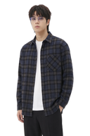 BRUSHED FLANNEL SHIRT Navy (side)