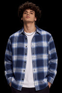 Cotton Flannel Shirt Blue check