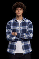 Cotton Flannel Shirt Blue check