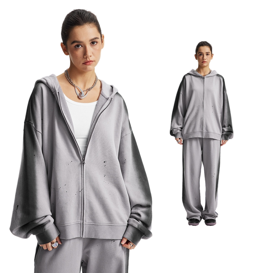 STAINED ZIP-UP