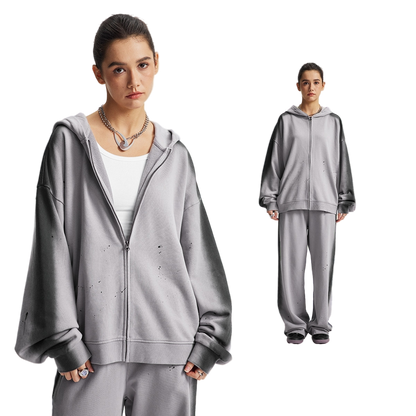 STAINED ZIP-UP