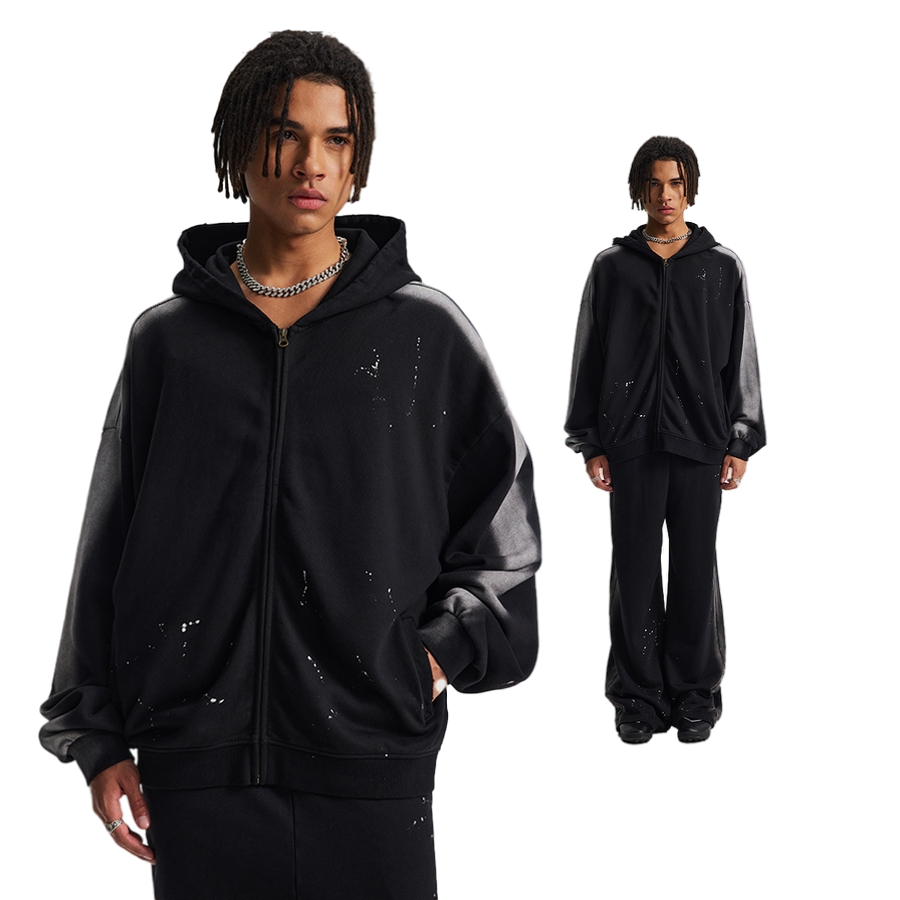 STAINED ZIP-UP