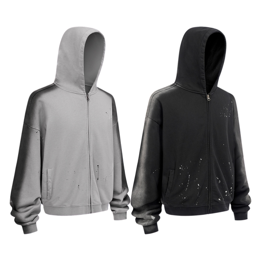 STAINED ZIP-UP