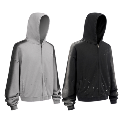 STAINED ZIP-UP
