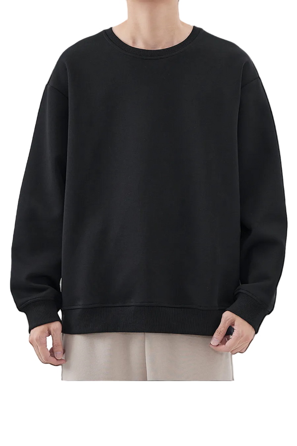FLEECE-LINED CREWNECK Black