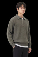 HALF-ZIP KNIT POLO Grey (side)