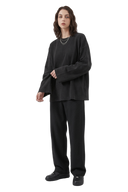 Heavyweight Waffle Longsleeve Black, front