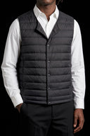 Lightweight Puffer Vest Black, V neck