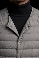 Lightweight Puffer Vest: convertible neckline, crew to V