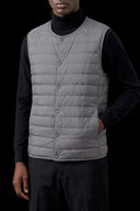 Lightweight Puffer Vest Grey, crew neck, front