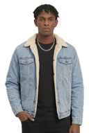 Sherpa Denim Jacket, light blue, front